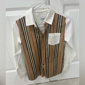 Burberry Kids Button Down Shirt - White, Tan, Red, Black